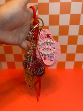 Load image into Gallery viewer, Teacher x Coffee Bag Charm | Teacher Fueled by Coffee Keychain Bag Charm Rhinestone Apple | Back to School Season | Girly Teacher Accessories

