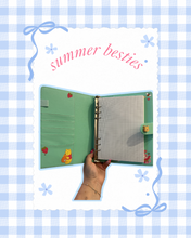 Load image into Gallery viewer, Summer Besties Honey Bear A5 Notebook | Honey Bear | Summer Notebook | Summertime Accessories | Junk Journaling | Junk Journal | Sunflowers &amp; Strawberries
