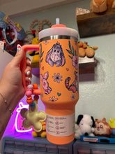 Load image into Gallery viewer, Honey Bear Stanley 40oz Tumbler | Stanley Tumbler Topper | Beaded Charm | Hundred Acre Friends | Summer Accessories | Summer Tumbler | Orange Aesthetic Stanley
