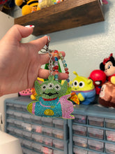 Load image into Gallery viewer, Alien Bag Charm | Alien Motel Keychain | Pizza Planet Alien Custom Bag Charm Keychain | Beaded Bag Charm
