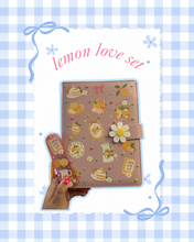 Load image into Gallery viewer, Lemon Love A5 Notebook + Matching Bookmark | Lemon Summertime Vibes | Lemon Girly | Summertime Trendy Accessories | Pink Glitter Bookmark | Lemon Gift for Her

