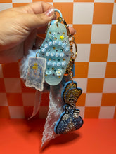Load image into Gallery viewer, Glass Slipper Princess Premium Bag Charm | Happily Ever After Keychain | Motel Keychain Custom Made | Light Blue Accessories
