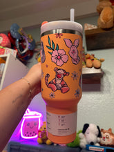 Load image into Gallery viewer, Honey Bear Stanley 40oz Tumbler | Stanley Tumbler Topper | Beaded Charm | Hundred Acre Friends | Summer Accessories | Summer Tumbler | Orange Aesthetic Stanley
