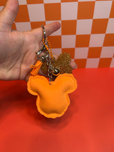 Load image into Gallery viewer, Pumpkin Head Glitter Acrylic and Rhinestone Soft Keychain Bag Charm | Castle Inspired | Mouse Magic Fall Season
