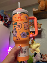 Load image into Gallery viewer, Honey Bear Stanley 40oz Tumbler | Stanley Tumbler Topper | Beaded Charm | Hundred Acre Friends | Summer Accessories | Summer Tumbler | Orange Aesthetic Stanley
