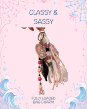 Load image into Gallery viewer, Classy &amp; Sassy Cat Bag Charm | Girly Black and Pink Marie Bag Charm | Beaded Bag Charm | Motel Keychain
