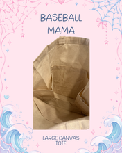 Load image into Gallery viewer, Baseball Mama Large Canvas Tote Bag with Pockets | Baseball Mom Tote Bag
