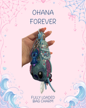 Load image into Gallery viewer, Ohana Forever Bag Charm | Beaded Bag Charm | Magic Inspired Accessories | Blue Rhinestones Bag Charm |
