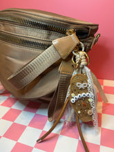 Load image into Gallery viewer, Bullseye Bum Bag + Bag Charm Set | Neutral Brown Bum Bag and Bag Charm | Cowgirl Vibes | Yeehaw Horse Bag Charm |
