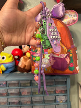 Load image into Gallery viewer, Cute, But Sassy Bag Charm | Pascal + Rapunzel | Castle Inspired Bag Charms | Purple and Green Bag Charm | Magic Inspired
