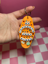 Load image into Gallery viewer, Hei Hei Motel Keychain | Tropical Princess Keychain | Princess Sidekick | Bedazzled Silly Chicken
