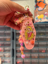 Load image into Gallery viewer, Sleeping Princess Bag Charm Keychain | Beaded Bag Charm | Motel Keychain | Castle Inspired | Magic Inspired | Aurora Keychain | Pink Girl Summer
