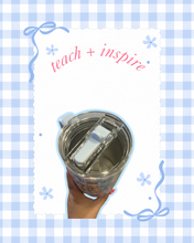Load image into Gallery viewer, Teach and Inspire 42oz Tumbler | Teacher Accessories | Teacher Water Bottle | Summer Prep School | Back to School Necessitates | Light Blue Checkered
