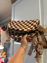 Load image into Gallery viewer, Double Trouble Chipmunks Bum Bag + Bag Charm | Large Capacity Brown Checkered Bum Bag with Bag Charm Magic Inspired
