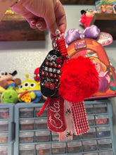 Load image into Gallery viewer, Soda Pop Girly Bag Charm | Motel Keychain Bag Charm | Cola Bag Charm | Red and Black Cherries Bag Charm | Black Bows Bag Keychains

