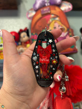 Load image into Gallery viewer, Soda Pop Girly Bag Charm | Motel Keychain Bag Charm | Cola Bag Charm | Red and Black Cherries Bag Charm | Black Bows Bag Keychains
