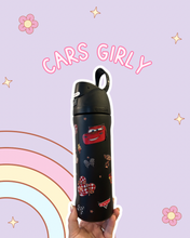 Load image into Gallery viewer, Cars Girly 24oz Black Owala | Magic Inspired | Castles Inspired | Theme Park Inspired | Cars Racing
