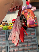 Load image into Gallery viewer, Soda Pop Girly Bag Charm | Motel Keychain Bag Charm | Cola Bag Charm | Red and Black Cherries Bag Charm | Black Bows Bag Keychains
