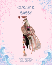 Load image into Gallery viewer, Classy &amp; Sassy Cat Bag Charm | Girly Black and Pink Marie Bag Charm | Beaded Bag Charm | Motel Keychain
