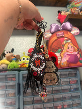 Load image into Gallery viewer, Mouse Inspired Sweethearts Bag Charm | Black &amp; Red Aesthetic | Bag Charm Accessory | Theme Park Accessory | Magic Inspired | Bows and Rhinestones
