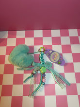 Load image into Gallery viewer, Dopey Bag Charm | Princess Sidekicks | Beaded Rope | Heart Pom Pom | Mouse Inspired | Motel Keychain Bag Charm
