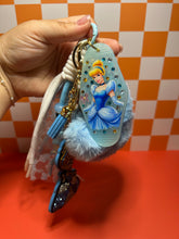 Load image into Gallery viewer, Glass Slipper Princess Premium Bag Charm | Happily Ever After Keychain | Motel Keychain Custom Made | Light Blue Accessories

