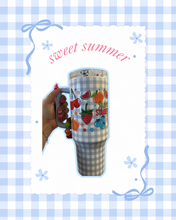 Load image into Gallery viewer, Sweet Summer Fruit Tumbler | 42oz Tumbler | Summer Fruit Water Bottle | Beaded Keychain | Summertime Water Bottle | Straw Water Bottle
