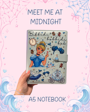 Load image into Gallery viewer, Meet Me at Midnight Princess A5 Notebook | Bedazzled Notebook | Midnight Princess Blue Journaling Notebook
