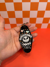 Load image into Gallery viewer, Pumpkin King Motel Keychain Bag Charm | Black &amp; Silver Nightmare Before Xmas | Jack Skellington Bag Charm |
