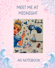 Load image into Gallery viewer, Meet Me at Midnight Princess A5 Notebook | Bedazzled Notebook | Midnight Princess Blue Journaling Notebook
