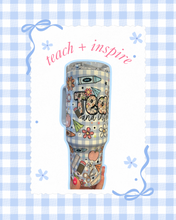 Load image into Gallery viewer, Teach and Inspire 42oz Tumbler | Teacher Accessories | Teacher Water Bottle | Summer Prep School | Back to School Necessitates | Light Blue Checkered
