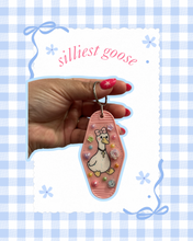 Load image into Gallery viewer, God’s Silliest Goose Hotel Keychain | Handmade | Christian Girl | Jesus Girly | Bag Charm | Bag Charm Keychain | Silly Goose
