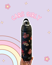 Load image into Gallery viewer, Cars Girly 24oz Black Owala | Magic Inspired | Castles Inspired | Theme Park Inspired | Cars Racing
