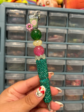 Load image into Gallery viewer, Matcha Girly Rhinestone Beaded Pen | Matcha Latte Iced Pen | Summer Accessory | Aesthetic Office Girly
