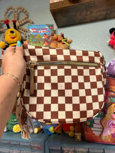 Load image into Gallery viewer, Double Trouble Chipmunks Bum Bag + Bag Charm | Large Capacity Brown Checkered Bum Bag with Bag Charm Magic Inspired
