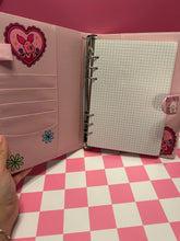 Load image into Gallery viewer, Piglet A5 Notebook Binder with Silver Rhinestone Matching Pen | Bedazzled Notebook with Charm
