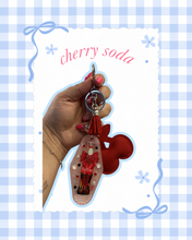 Load image into Gallery viewer, Cherry Soda Motel Keychain Cherries Bag Charm | Red Soda Girly | Cherry Bag Charm | Rhinestone Bedazzled Keychain | Trendy Accessories | Viral Bag Charm
