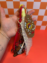 Load image into Gallery viewer, Texas Girly Bucees Bag Charm | Yellow and Red Beaver Bag Charms | Southern Girly Beaver
