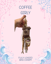 Load image into Gallery viewer, Cofree Girly Bag Charm | Brown &amp; Pink Bag Charm | Iced Coffee Bag Charm | Bag Accessories | Purse Essentials
