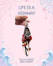 Load image into Gallery viewer, Life is a Highway Bag Charm | Magic Inspired | Cars Inspired | Red and Black Bag Accessories
