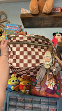 Load image into Gallery viewer, Double Trouble Chipmunks Bum Bag + Bag Charm | Large Capacity Brown Checkered Bum Bag with Bag Charm Magic Inspired
