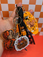 Load image into Gallery viewer, Pumpkin Season Bag Charm | Pumpkins Magic Inspired | Orange &amp; Black Bag Charm | Keychains | Fall Season Bag Charms
