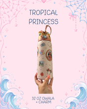 Load image into Gallery viewer, Tropical Princess 32oz Owala with Beaded Charm | Princess Summer Water Bottle | Silicone Beaded Charm
