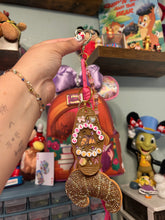 Load image into Gallery viewer, Croissant Cutie Beaded Bag Charm | Aesthetic Girly | Pink Girly Bag Charm | Motel Keychain with Gold Accents |
