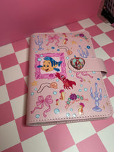 Load image into Gallery viewer, Flounder &amp; Sebastian A6 Notebook Binder | Pink with Seashells | Princess Sidekicks | Lined Paper Refillable
