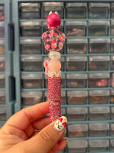 Load image into Gallery viewer, Pretty in Pink Beaded Pen | Hunny Bear’s Friend | Magic Inspired | Flowers &amp; Strawberries | Pink Girly Pen | Rhinestones and Beads
