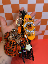 Load image into Gallery viewer, Pumpkin Season Bag Charm | Pumpkins Magic Inspired | Orange &amp; Black Bag Charm | Keychains | Fall Season Bag Charms
