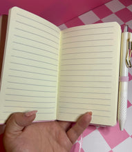 Load image into Gallery viewer, Princesses Mini Notebook with Pen | Bedazzled Notebook with Lined Paper | Princess Castle Notebook

