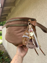 Load image into Gallery viewer, Bullseye Bum Bag + Bag Charm Set | Neutral Brown Bum Bag and Bag Charm | Cowgirl Vibes | Yeehaw Horse Bag Charm |

