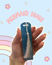 Load image into Gallery viewer, Mermaid Hugs Acrylic Bookmark | Magic Inspired | Castle Inspired | Princess Mermaid | Blue Glitter | Ocean Girl
